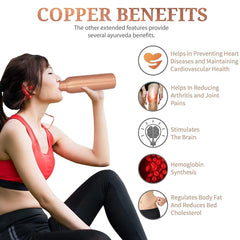 Copper Water Bottle 2 Glasses With Gift Box (3 Pcs Set)