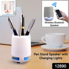 Multifunctional 4 Compartment Pen Holder With Bluetooth Speaker 5 W Bluetooth Speaker Laptop Desk Speaker Table Lamp Night Lamp Smart Color Changing Pen Stand Wireless Bluetooth Speaker
