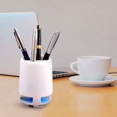 Multifunctional 4 Compartment Pen Holder With Bluetooth Speaker 5 W Bluetooth Speaker Laptop Desk Speaker Table Lamp Night Lamp Smart Color Changing Pen Stand Wireless Bluetooth Speaker