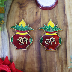 Shubh Labh Kalash Shaped Wall Hangings (2 Pc)