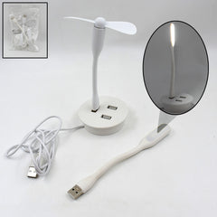 Portable Mini Usb Fan Usb Ligh Usb 3 Hub Port Combo