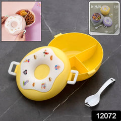 Donut Shaped Double Insulated 3 Compartment Lunch Box (1 Pc Mix Color)
