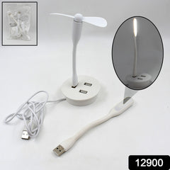 Portable Mini Usb Fan Usb Ligh Usb 3 Hub Port Combo