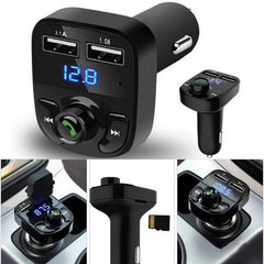 Car-x8 Bluetooth Fm Transmitter Kit For Hands-free Call Receiver Music Player Call Receiver Fast Mobile Charger Ports For All Smartphoneswith 3.1a Quick Charge Dual Usb Car Charger