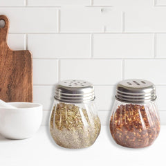 Apex Oregano Chilli Flakes Dispenser Set 2 Pcs Glass Spice Shaker With Stainless Steel Lid