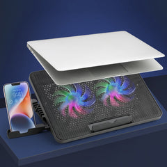 Laptop Cooler Cooling Pad With 2 Quiet Led Fans Dual Usb Ports Portable Ultra Slim Usb Powered 7 Heights Adjustable Laptop Stand For Gaming Laptop