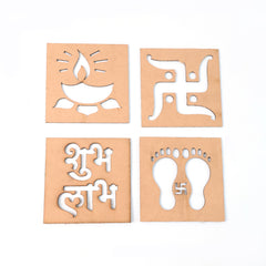 Wooden Decorative Cutouts (Mix Design 4 Pc)