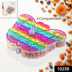 Butterfly Shape 4 Compartment Multipurpose Box Dry Fruit Box (1 Pc)