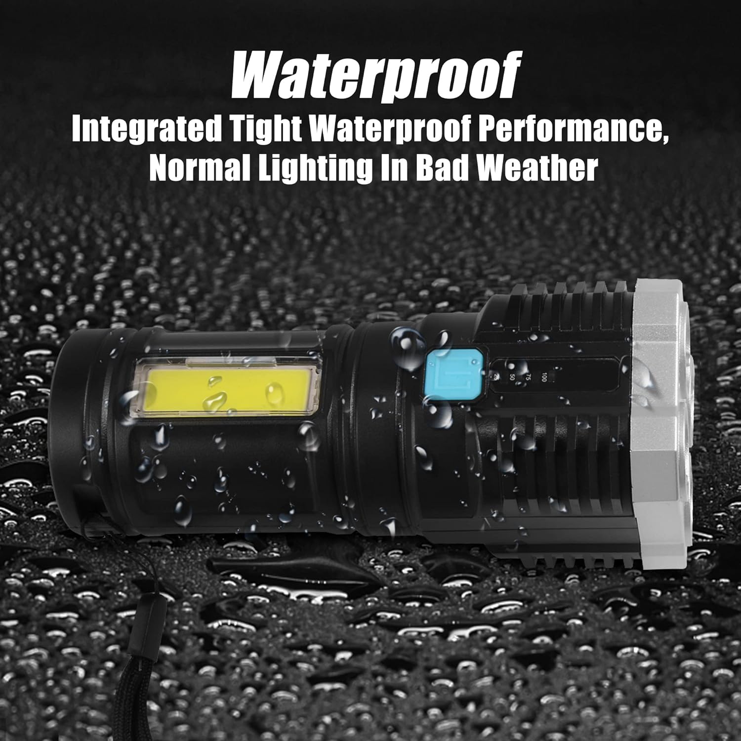 Multifunctional Strong 4 Led Torch Light Portable Rechargeable Flashlight Long Distance Beam Range 800 Lumens Cob Light 4 Mode Emergency For Hiking Walking Camping (4 Led Torch)