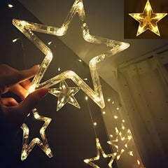 12 Stars Led Curtain String Lights With 8 Flashing Modes For Home Decoration Diwali  Wedding Led Christmas Light Indoor And Outdoor Light Festival Decoration  (Warm White)