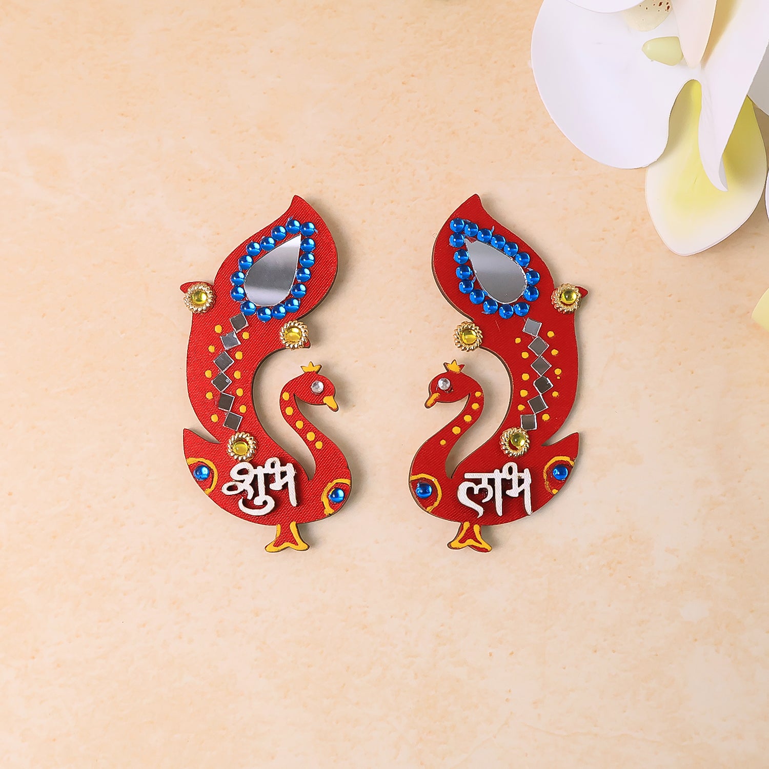 Decorative Wooden Shubh Labh Wall Hanging (2 Pc)